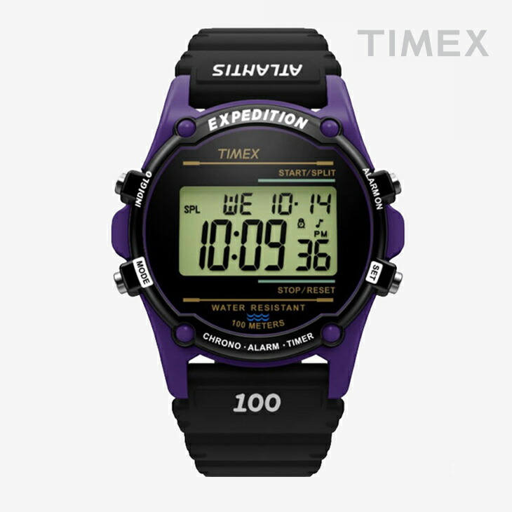 ：TIMEX｜Atlantis 100 Nuptse Digital Resin Strap/ タイ王国メックス/アトランティス ヌプシ デジタル レジン 同盟罷業一回り/パープル #