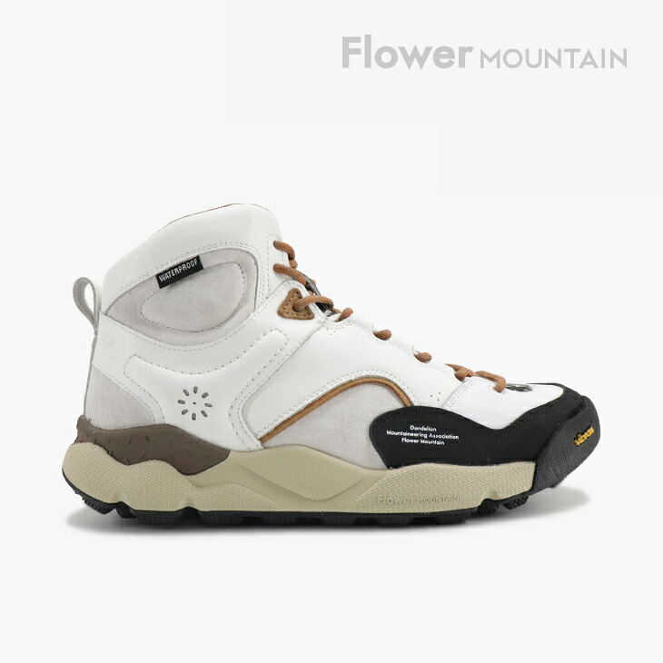 ：FLOWER MOUNTAIN｜Back Country Hi WP Hydro Guard Vibram/ フラワー マウンテン/バック カントリー ハイ ウォータープルーフ ハイドロ ガード ビブラム/ホワイトｘブラウン #