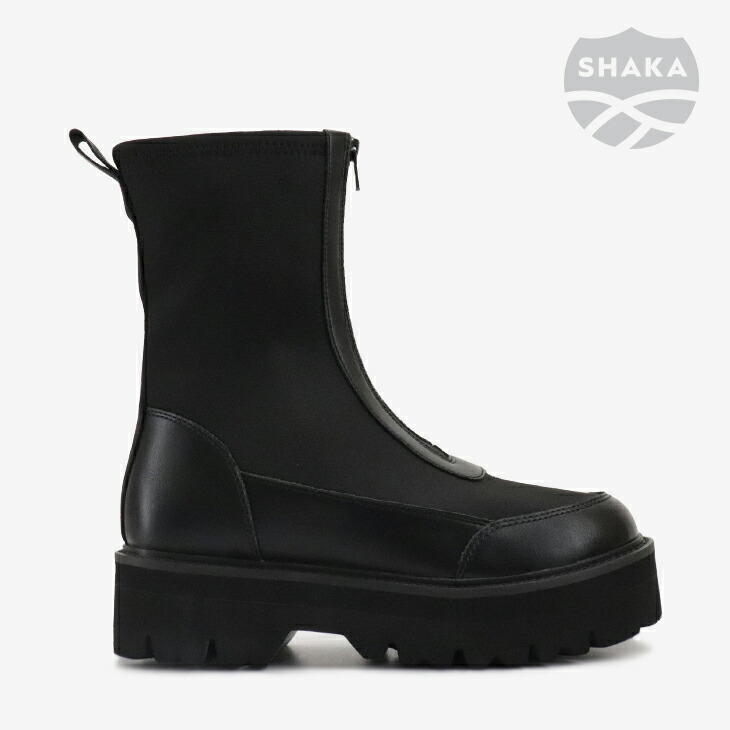 ・SHAKA｜W Zip Thick Tank Bootie Platform/ シャカ/ジップ シック タンク ブーティー プラットフォーム/ブラック #