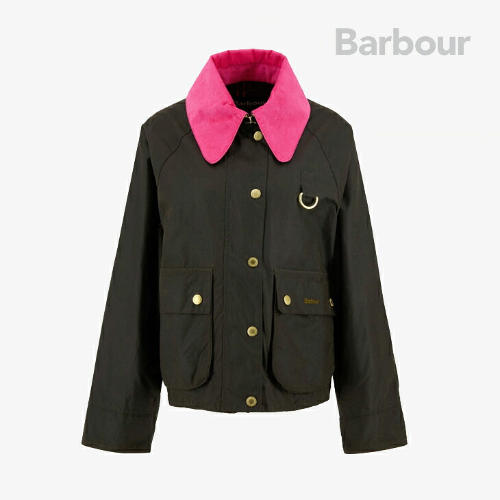 ：BARBOUR｜W Icons Spey Waxed Jacket / バブアー/アイコンズ スペイ ワックスド ジャケット/オリーブｘピンク #