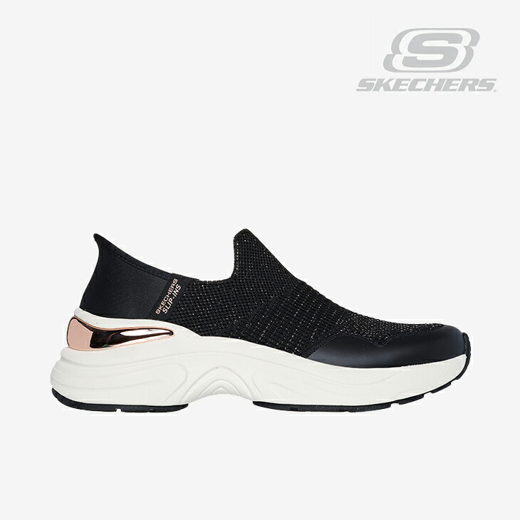 ：SKECHERS｜W Slip-Ins Hazel Priya/ スケッチャーズ/スリップインズ ヘイゼル プリヤ/黒いことｘさくら色ゴールド #