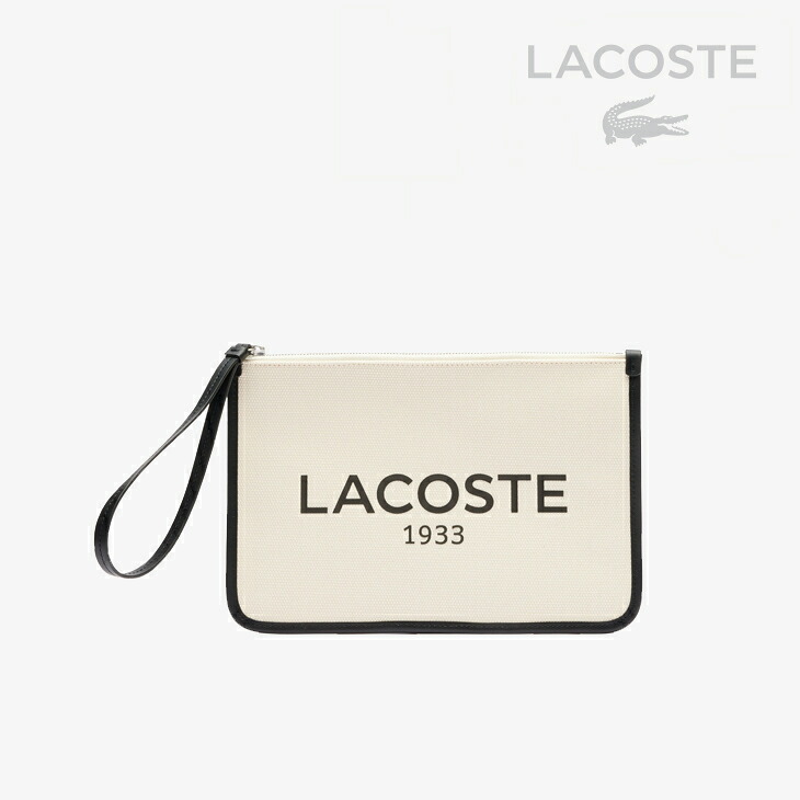 ：LACOSTE｜Heritage Canvas Clutch Bag/ ラコステ/ヘリテージ キャンバス クラッチ バッグ/ベージュ #
