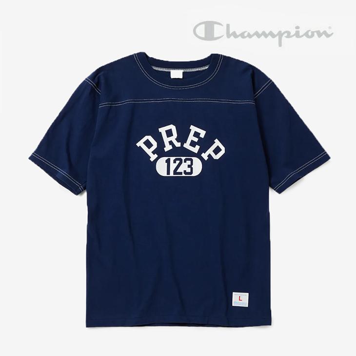 ・CHAMPION|True To Archives QB 1/4 Sleeve Football T-Shirt Prep 123/ チャンピオン/トゥルー トゥ アーカイブス クウォーターバック クウォーター スリーブ フットボール Tシャツ/ネイビー #|GO ON