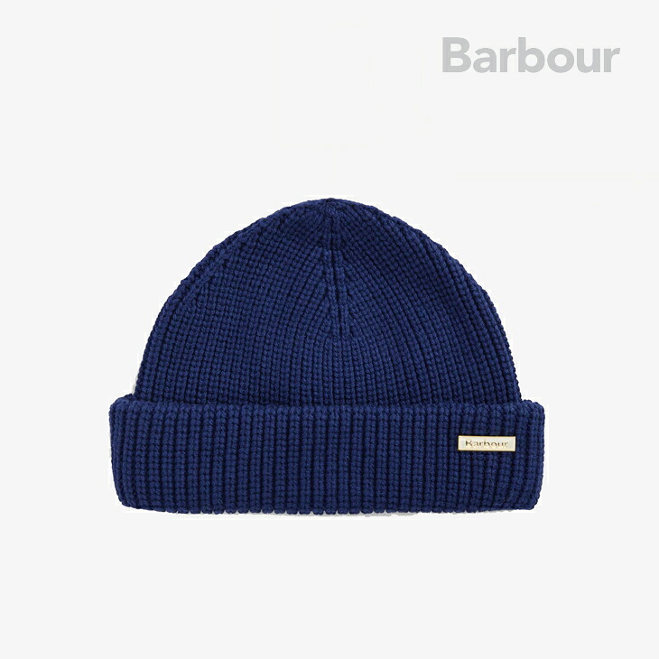 ：BARBOUR｜Mosely Fisherman Beanie Pin Badge Knit Cap/ バブアー/モーズリー フィッシャーマン ビーニー ピン バッジ ニット キャップ/インキーブルー #