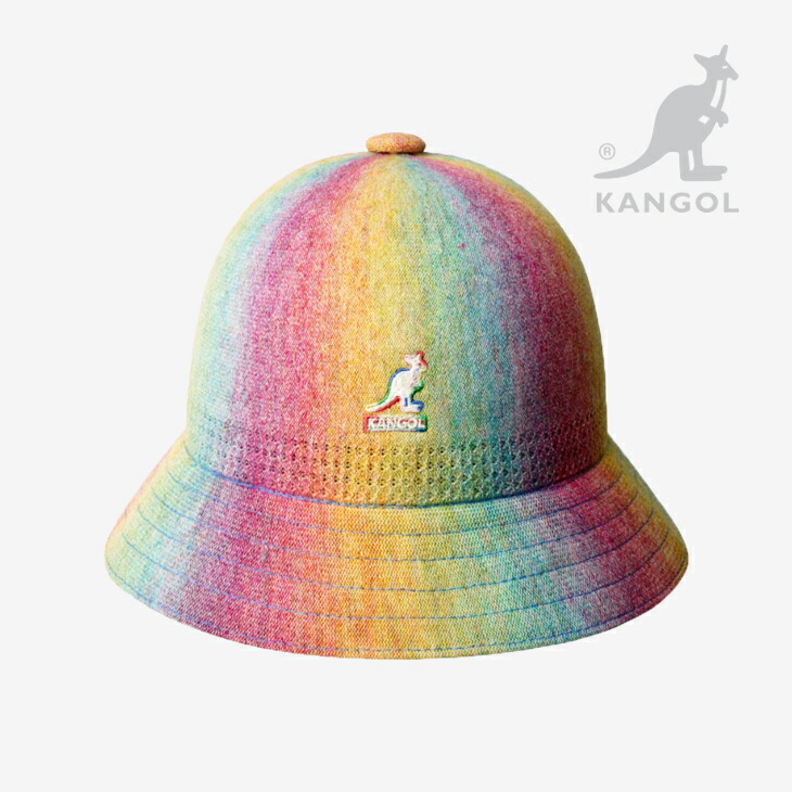 ：KANGOL｜Rainbow Ventair Casual Bell Hat/ カン決勝点/虹霓 ベントエア 心地好い 呼びりん かぶり笠/虹霓マルチ # レインボーマルチ