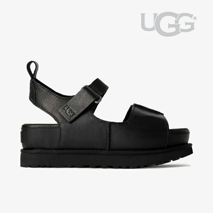 ：UGG｜W Goldenstar Hi Leather Platform Sandal/ アグ/ゴールデンスター ハイ レザー プラットフォーム サンダル/ブラック #