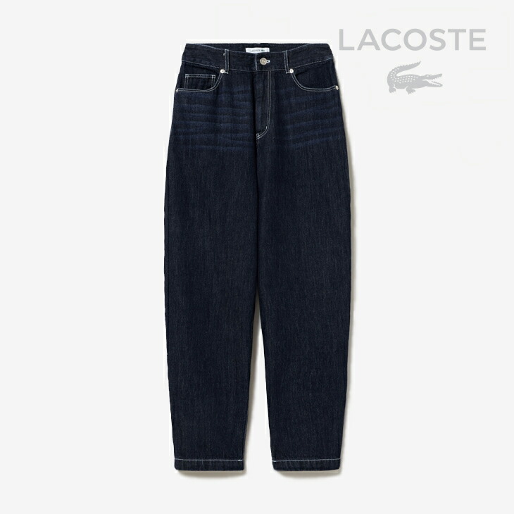 ：LACOSTE｜W Barrel Leg Denim Pants/ ラコステ/バレルレッグ デニム パンツ/ネイビー # 12,038円