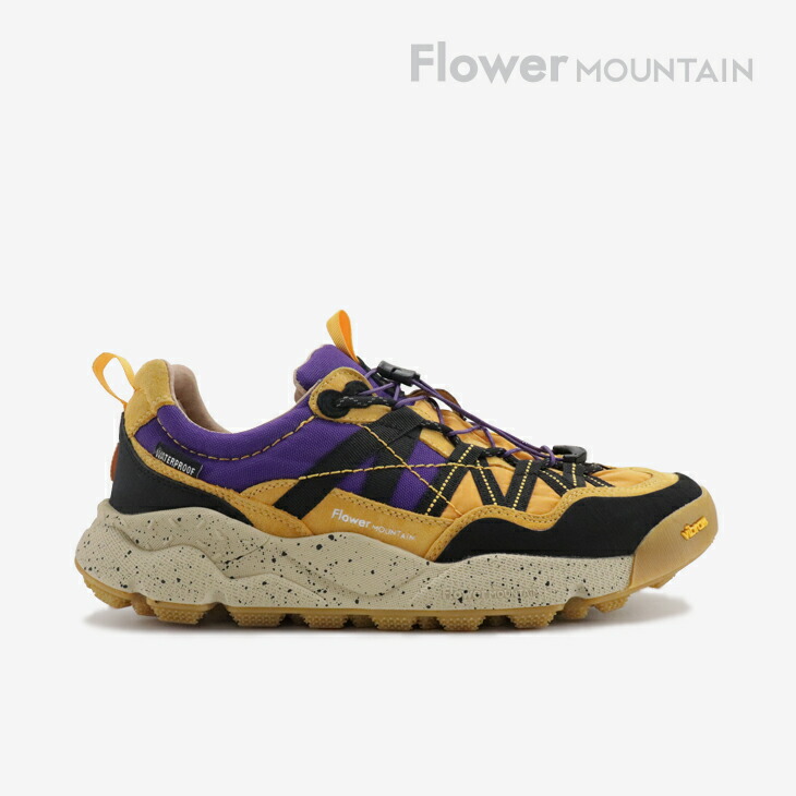 ・FLOWER MOUNTAIN｜Iwano 2 Waterproof Hydro Guard Vibram/ 御花 山岳/イワノ 2 お水校正刷り ハイドロ 差し固める ビブラム/黄色ｘパープル #