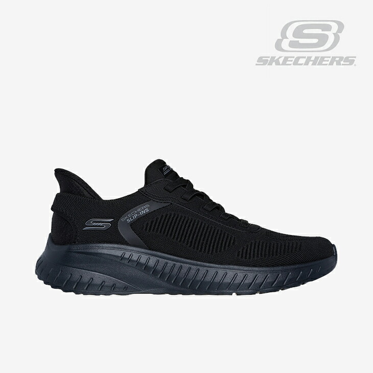：SKECHERS｜Slip-Ins Bobs Sport Squad Chaos Solid Step Wide Fit/ スケッチャーズ/スケッチャーズ スリップインズ ボブス スポート スクワッド 騒々しい混乱 益荒男 広広とした相応う/黒いこと #
