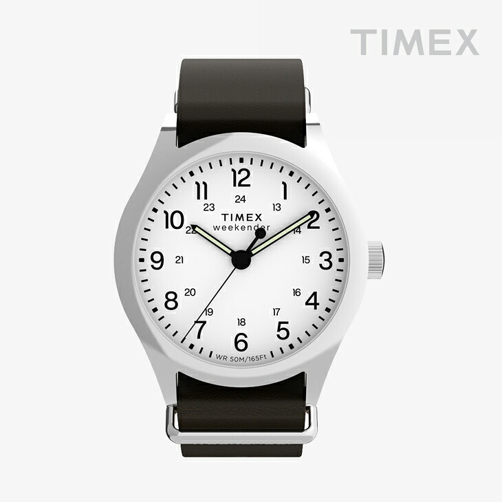 ：TIMEX｜Weekender New England Stainless Silver Leather Band/ タイ王国メックス/ウィークエンダー ニューイングランド ステンレスシルバーレザーバンド/白いことｘ赤銅色 #