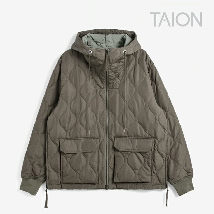 ・TAION｜W Military W-Zip Down Parka Onion Quilting/ タイオン/ミリタリー Wジップ 落ち込む パーカー 玉ねぎ キルティング/靉靆たるカーキ #