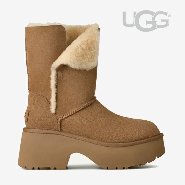 ：UGG｜W Esmee Lace Up Platform Suede Spill-Seam Sheepskin/ アグ/エスミー スピード競技繰り上げる プラットホーム スエードクロス スピルシーム シープスキン/チェス中毒者 #