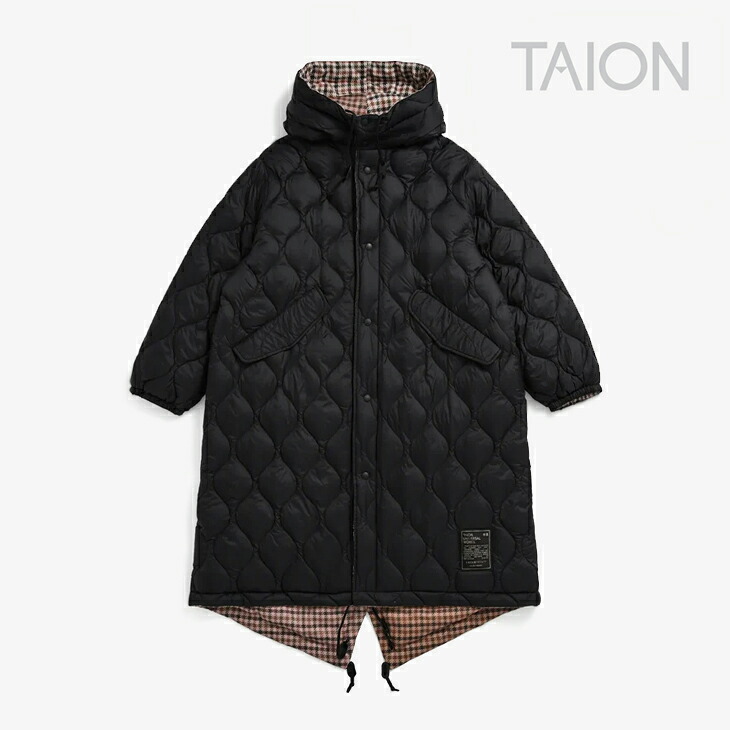 ・TAION｜ｘUniversal Works Reversible Long Down Parka/ タイオン/ユニバーサル ワークス リヴァーシブル ロング 落ち込む パーカー/黒いこと #