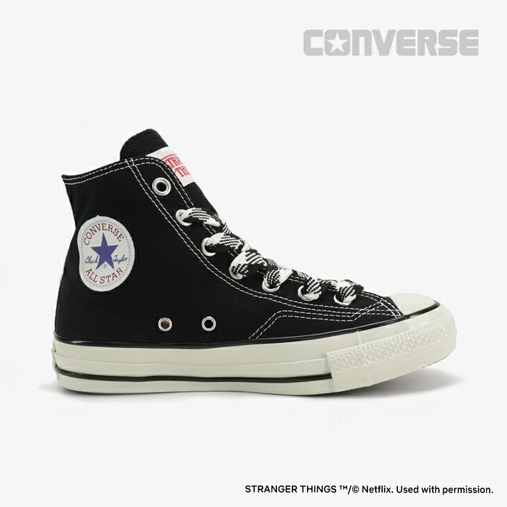 ・CONVERSE|xStranger Things 5 All Star Aged 87 CL Hi/ コンバース/ストレンジャー シングス 5 オール スター エイジド 87 キャラクターラベル ハイ キャンバス/ブラック #|GO ON