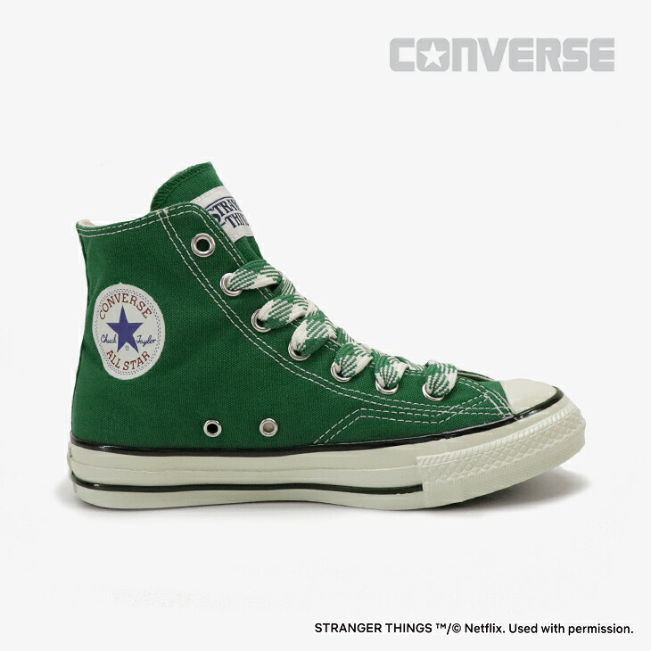 ・CONVERSE|xStranger Things 5 All Star Aged 87 CL Hi/ コンバース/ストレンジャー シングス 5 オール スター エイジド 87 キャラクターラベル ハイ キャンバス/グリーン #|GO ON