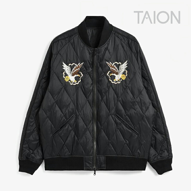 ・TAION｜Japan Spacial Reversible Skajan Down Jacket Velour/ タイオン/ジャパン スペシャル リバーシブル スカジャン ダウン ジャケット ベロア/ブラックｘブラック #
