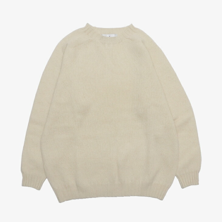 ：HARLEY Of Scotland｜ Jumbo Size Crew Neck Sweater Supersoft Wool Knit/ ハーレー/ジャンボ サイズ クルー ネック セーター スーパーソフト ウール ニット/バニラホワイト #｜GO ON