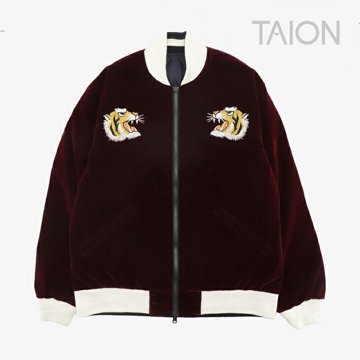・TAION｜Japan Special Reversible Sukajan Down Jacket/ タイオン/ジャパン スペシャル リバーシブル スカジャン ダウン ジャケット/ダークバーガンディｘダークネイビー #