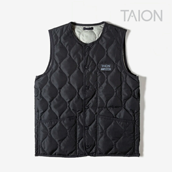 ・TAION｜ｘGripswany Millitary Reversible Down Vest Ripstop/ タイオン/グリップスワニー リヴァーシブル 落ちこむ より良い 下唇立ちふさがる/黒いことｘサルヴィア緑であること #