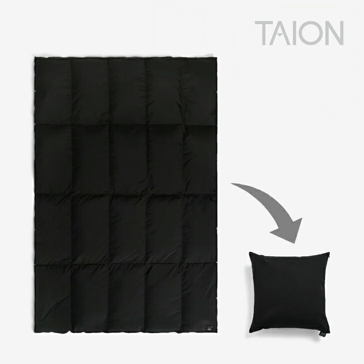 ・TAION｜Room Down Ultralight 800FP Down Comforter Into Cushion Cover/ タイオン/御部屋 落ち込む ウルトラともし火 800FP コンフォーター はたご屋 座蒲団 取りまかなう/黒いことｘ帆布 #