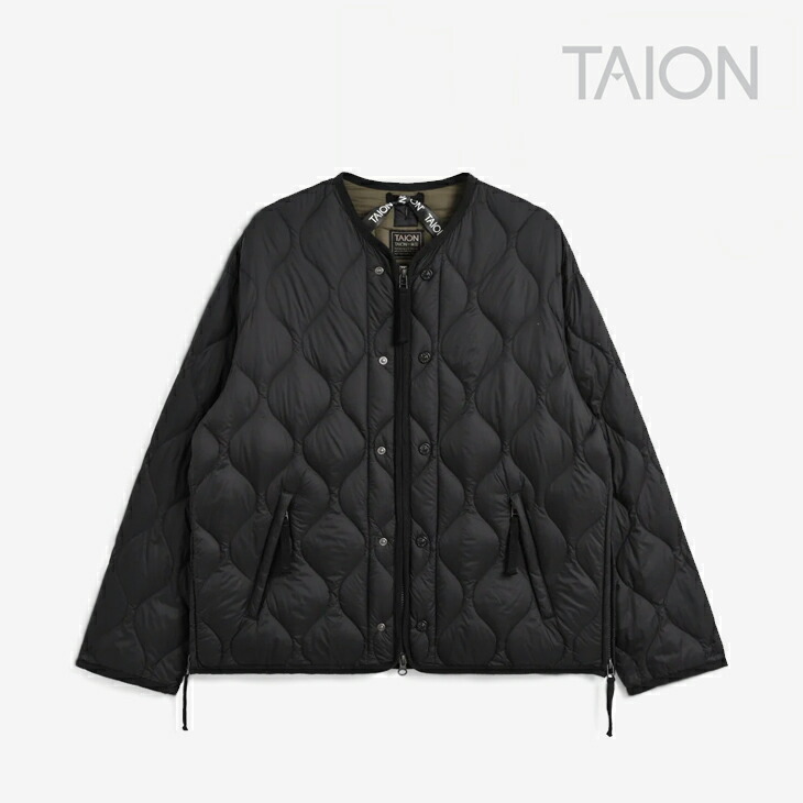 ・TAION｜Military M65 Liner W Zip Short Down Jaket Soft Shell/ タイオン/ミリタリー M65 ラインドライブ ダブル ジップ 遊撃手 落ちこむ 上衣 ホンブルグ帽 外殻/黒いこと #