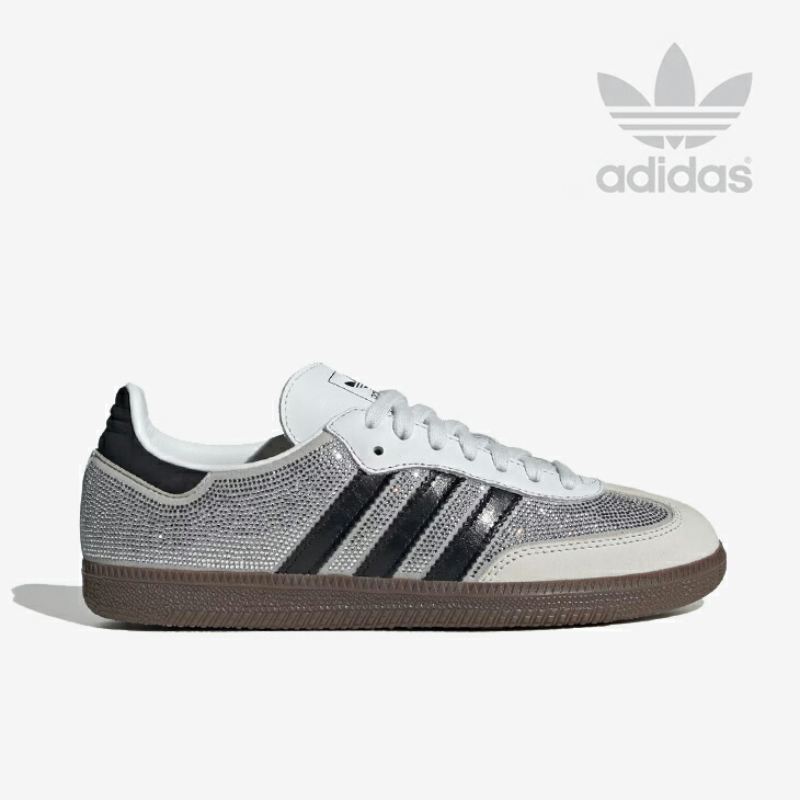 ・ADIDAS Originals｜W Samba OG Rhinestone/ アディダス/サンバ OG 一風変わった 伝達ルート石ころ/結晶白いことｘ中核グループ白いこと #