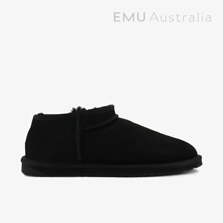 ：EMU｜W Stinger Compact Sheepskin/ エミュー/スティンガー コンパクト フラットフォーム シープスキン ムートン/ブラック #