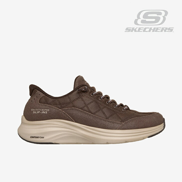 ：SKECHERS｜W Slip-Ins Contour Foam Natural Ease/ スケッチャーズ/スリップインズ コンツアーフォーム コージーフィット 自然的 イーズ/黒茶 #