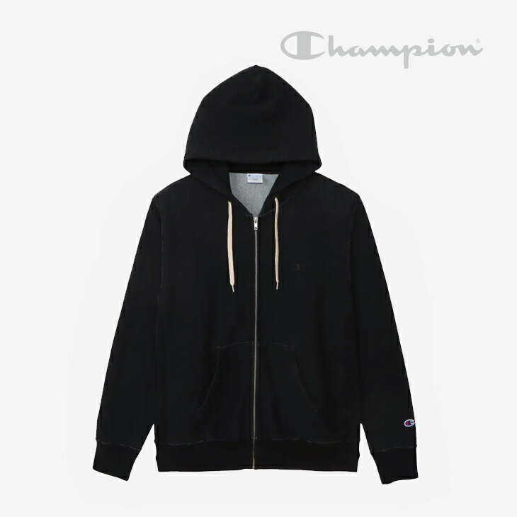 ・CHAMPION｜Reverse Weave Zip Hooded Sweatshirt Rope Dyeing/ はやりっ児/逆さま ウィーブ ジップ フーデット 流汗 プルオーバー 縄索 ダイイング/オフブラック # オフブラック