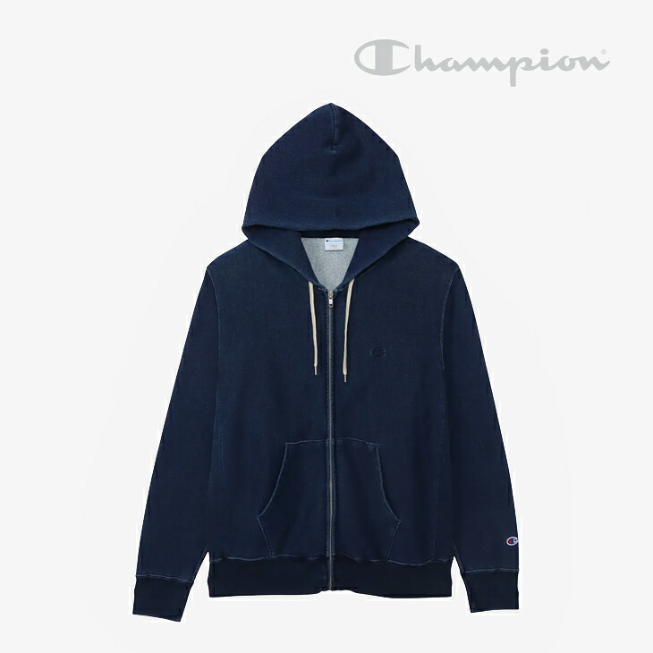 ・CHAMPION|Reverse Weave Zip Hooded Sweatshirt Rope Dyeing/ チャンピオン/リバース ウィーブ ジップ フーデット スウェット シャツ ロープ ダイイング/インディゴ #|GO ON
