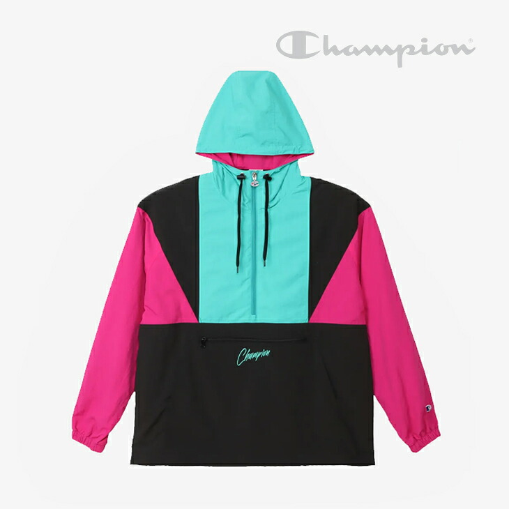 ・CHAMPION｜Hooded Anorak Jacket Action Style/ チャンピオン/フーデット アノラック ジャケット アクション スタイル/ブラック #｜GO ON