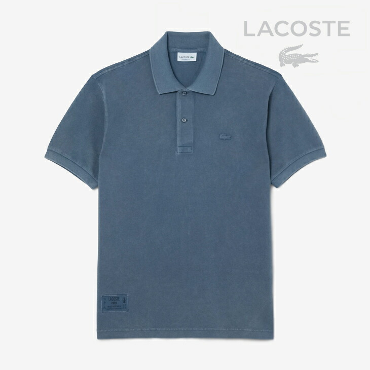LACOSTE ダークブルーポロシャツ L 限定モデル ラコステ LACOSTE 配色リブニットインディゴポロシャツ （ブルー