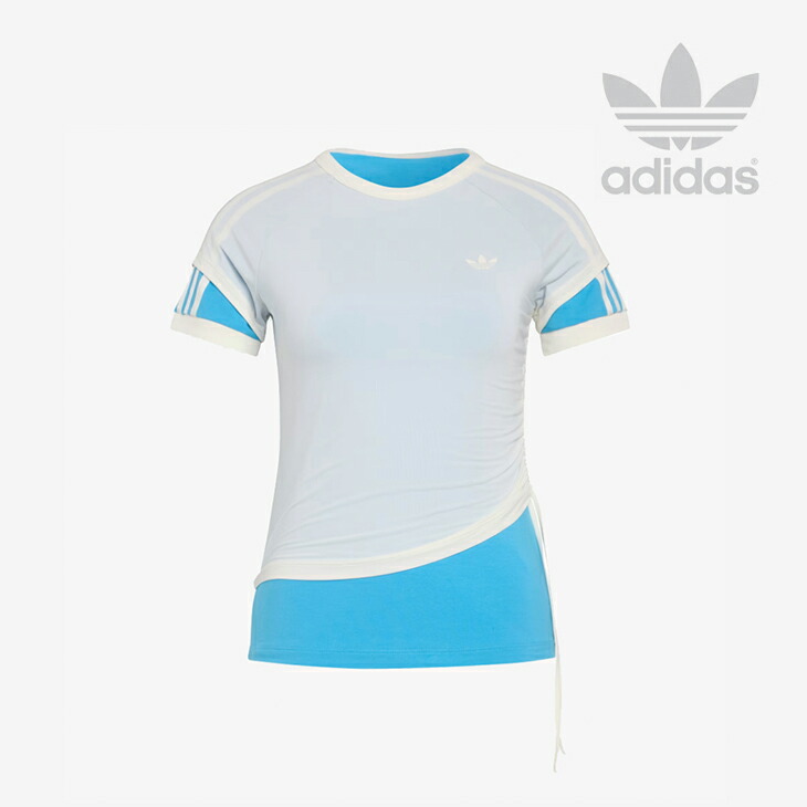 ・ADIDAS Originals|W Double Layered Cali T-Shirt/ アディダス/ダブル レイヤード カリ Tシャツ/オフホワイトxスカイラッシュ #