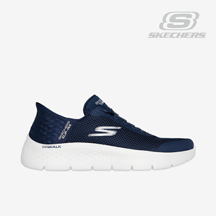 ・SKECHERS｜W Slip-Ins Go Walk Flex Grand Entry Wide Fit/ スケッチャーズ/スリップインズ ゴー ウォーク フレックス 地びた エントリー 広々とした 相応う/米国海軍ｘ白いこと #