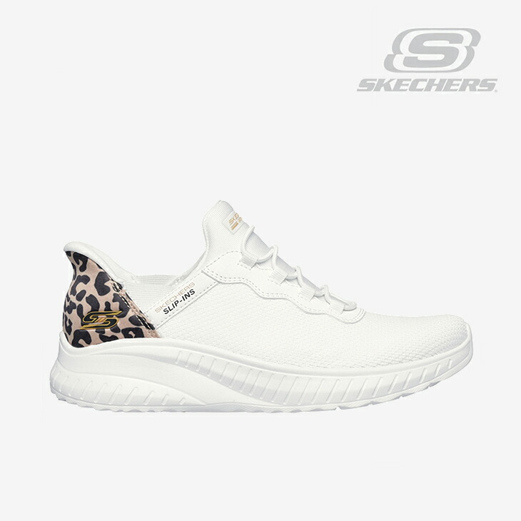 ・SKECHERS｜W Slip-Ins Bobs Sport Squad Chaos Seize the Hour/ スケッチャーズ/スリップインズ ボブス スポート スクワッド 騒々しい混乱 シーズ ジ アワー/白いこと #