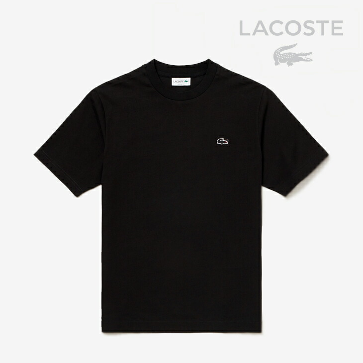 ・LACOSTE｜Outline Croc Crewneck T-Shirt/ ラコステ/ひと通り 時辰儀 労働者の一団のど首 遊撃手 捩り プルオーバー/黒いこと #