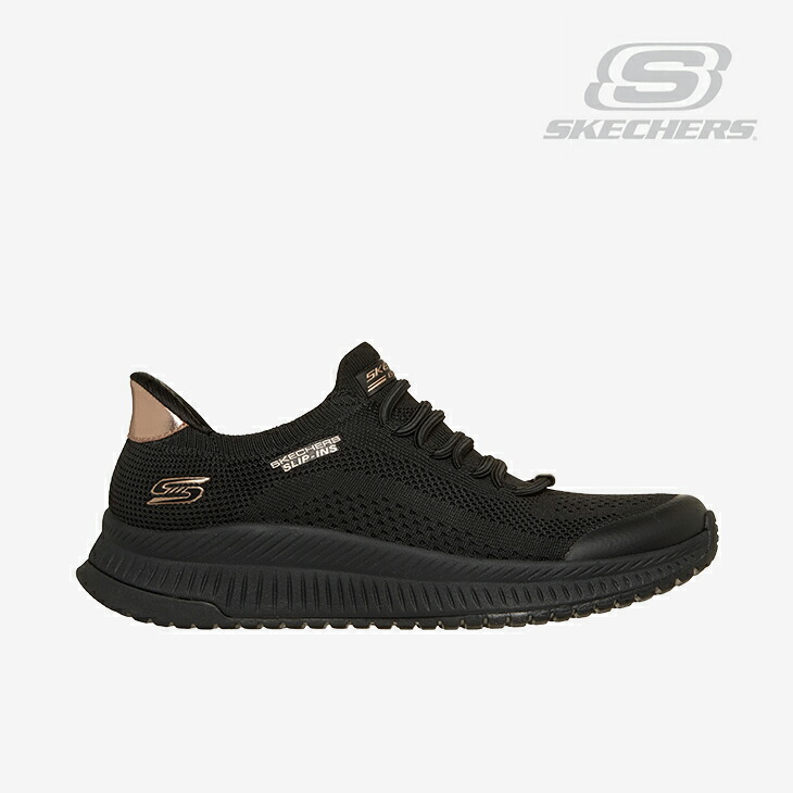 ・SKECHERS｜W Slip-Ins Bobs Squad 4 Dyer Step/ スケッチャーズ/スリップインズ ボブス スクワッド 4 ダイアー 足取り/黒いことｘ黒いこと #