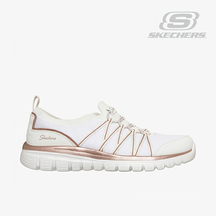 ：SKECHERS｜W Graceful Pure Crush/ スケッチャーズ/グレースフル ピュア クラッシュ/ホワイトｘローズゴールド #