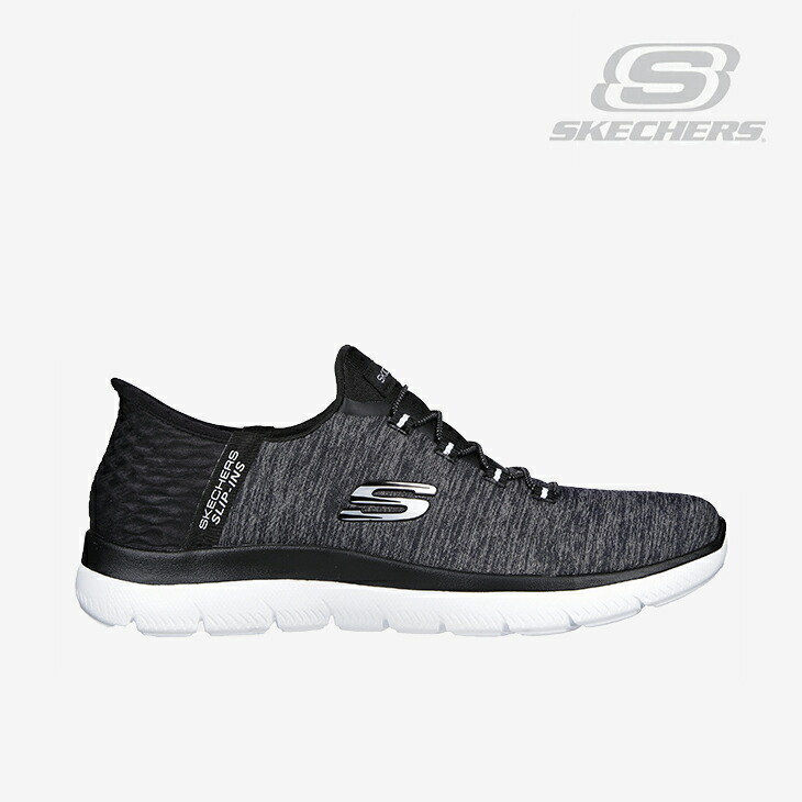 ・SKECHERS｜W Slip-Ins Summits Dazzling Haze Wide Fit/ スケッチャーズ/スリップインズ サミッツ ダズリング ヘイズ 広々とした 相応う/黒いことｘ白いこと #