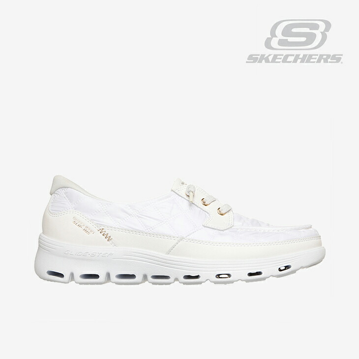・SKECHERS｜W Slip-Ins Glide-Step Serene Cozy Fit Newport/ スケッチャーズ/スリップインズ グライドステップ セリーン コージーフィット ニューポート/ホワイトｘゴールド #