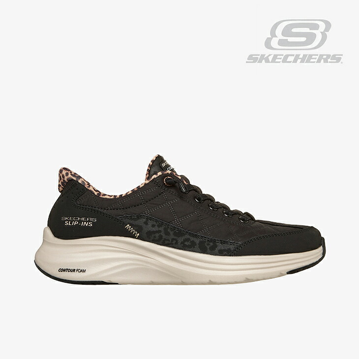 ・SKECHERS|W Slip-Ins Contour Foam Cozy Fit Leopard Dream/ スケッチャーズ/スリップインズ コンターフォーム コージーフィット レオパードドリーム/ブラック #|GO ON