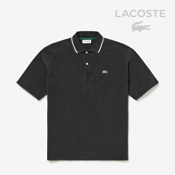 ：LACOSTE｜Contrast Rib Knit Coller Indigo Polo Shirt Pique/ ラコステ/コントラスト リブ ニット カラー インディゴ ポロシャツ ピケ/ダークグレー #