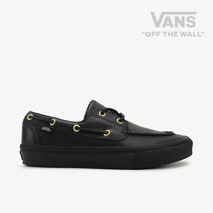 _VANS|2 Eyelet Boat Shoe Leather/ ヴァンズ/2 アイレット ボート シュー レザー/ブラック #