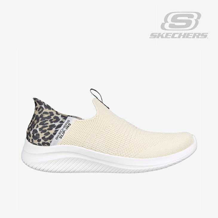 ：SKECHERS｜W Slip-Ins Ultra Flex 3.0 Natural Step/ スケッチャーズ/スリップインズ ウルトラ フレックス 3.0 自然的 踏み段/レオパード #