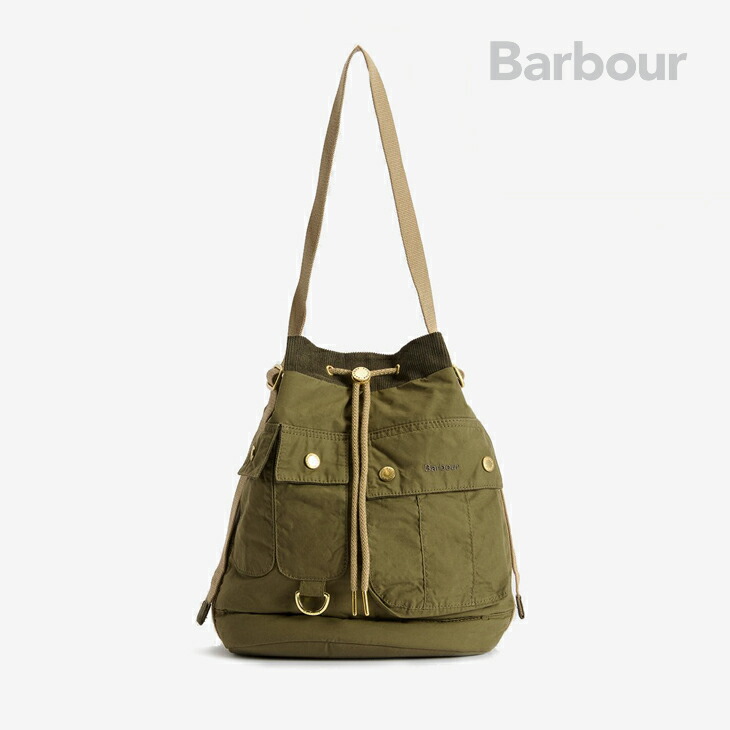 ・BARBOUR｜W Mia Drawstring Tote Bag Shoulder/ バブアー/ミア ドローストリング トート バッグ ショルダー/ダスキーグリーン #｜GO ON