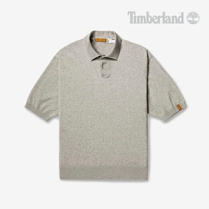 ：TIMBERLAND｜Tokyo Design Collective SS Polo Knit/ ティンバーランド/トーキョー 考える コレクティブ 遊撃手捩り ポロ 編み物/ミディムグレーヘザー #