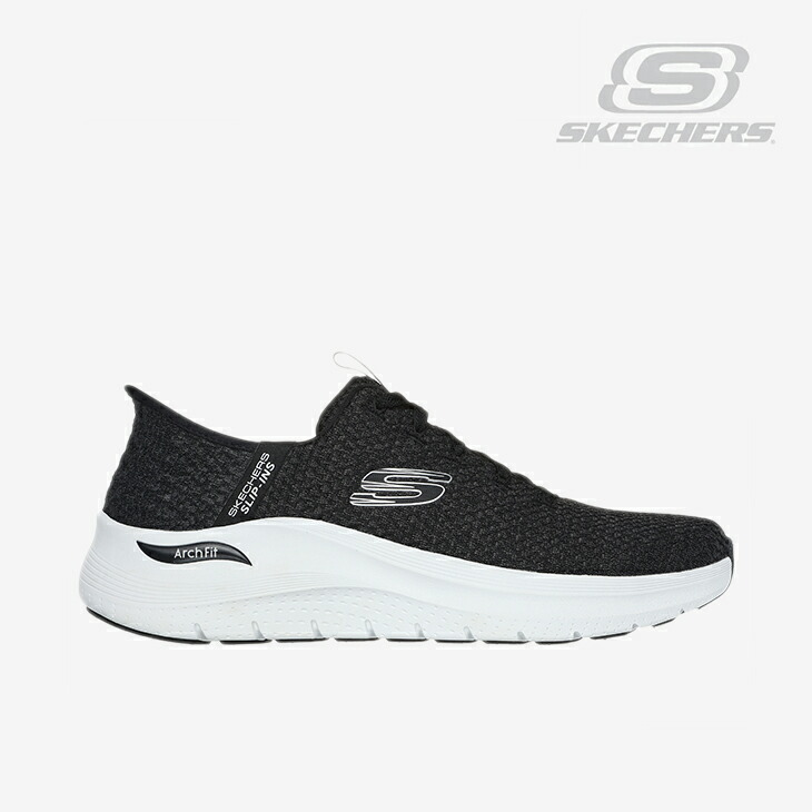 ：SKECHERS｜Slip-Ins Arch Fit 2.0 Look Ahead/ スケッチャーズ/スリップインズ アーチ形 相応う ルック アヘッド 編み物/黒いことｘ白いこと #