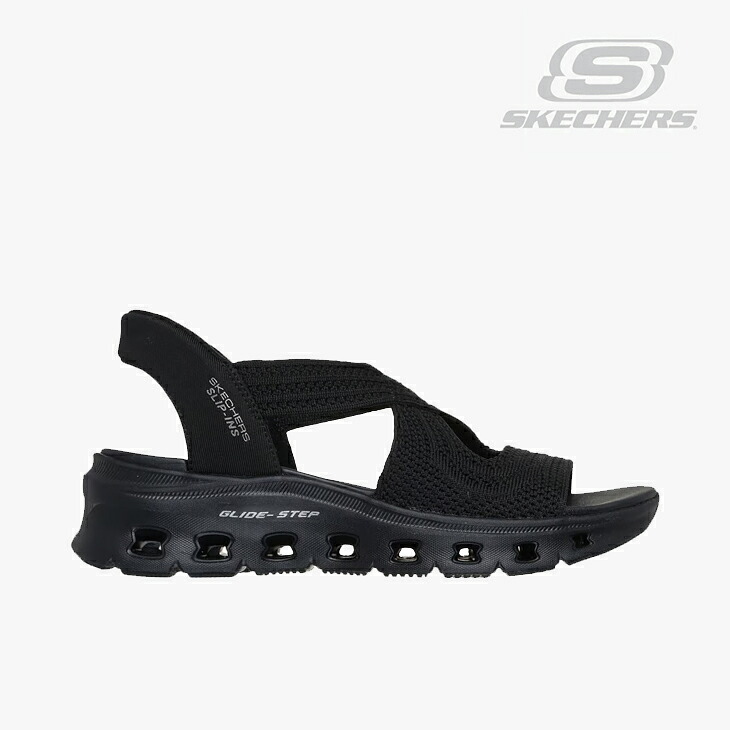 ・SKECHERS｜W Slip-Ins Glide-Step Pro Sandal Everyday Glide/ スケッチャーズ/スリップインズ グライドステップ プロ サンダル エブリデー グライド/ブラックｘブラック #