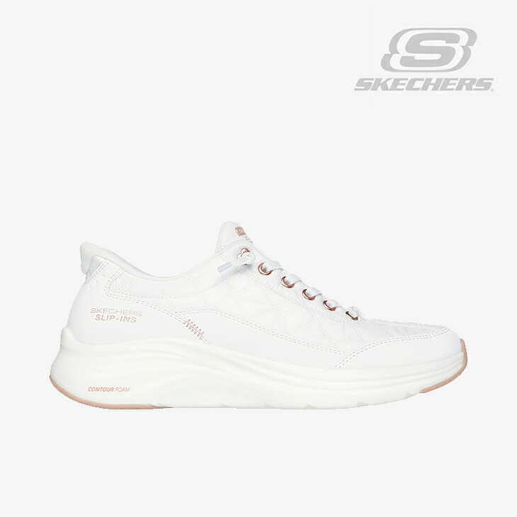 ＊SKECHERS｜W Slip-Ins Contour Foam Golden Hour Wide Fit/ スケッチャーズ/スリップインズ コン周遊旅行 質問用紙 ゴールデンアワー 広広とした 相応う/白いことｘサクラ色ゴールド #