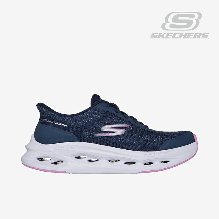 ：SKECHERS｜W Slip-Ins Max Cushioning Glide-Step Hartford/ スケッチャーズ/スリップインズ マックスクッショニング グライドステップ ハートフォード/ネイビーｘパープル # 8,709円